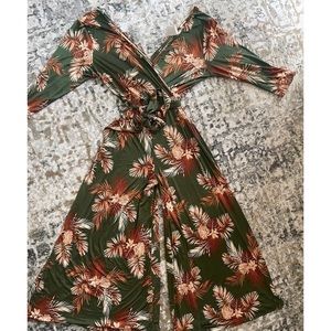 Plus Size Plunge V-Neck Midi Sleeve Wide Leg Jumpsuit Size 2x NWT